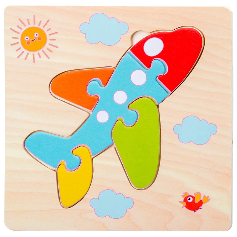Puzzle 3D en Bois Montessori – Animaux Cartoon | Jouet Éducatif Enfant Dès 2 Ans