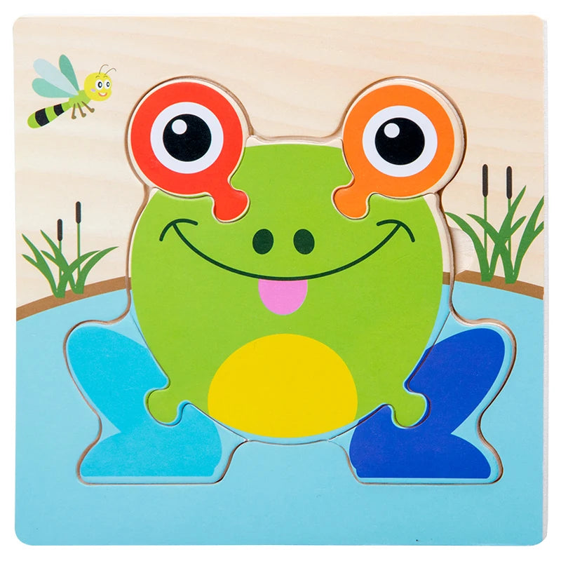Puzzle 3D en Bois Montessori – Animaux Cartoon | Jouet Éducatif Enfant Dès 2 Ans