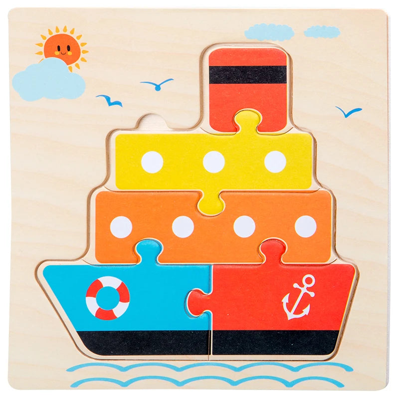 Puzzle 3D en Bois Montessori – Animaux Cartoon | Jouet Éducatif Enfant Dès 2 Ans