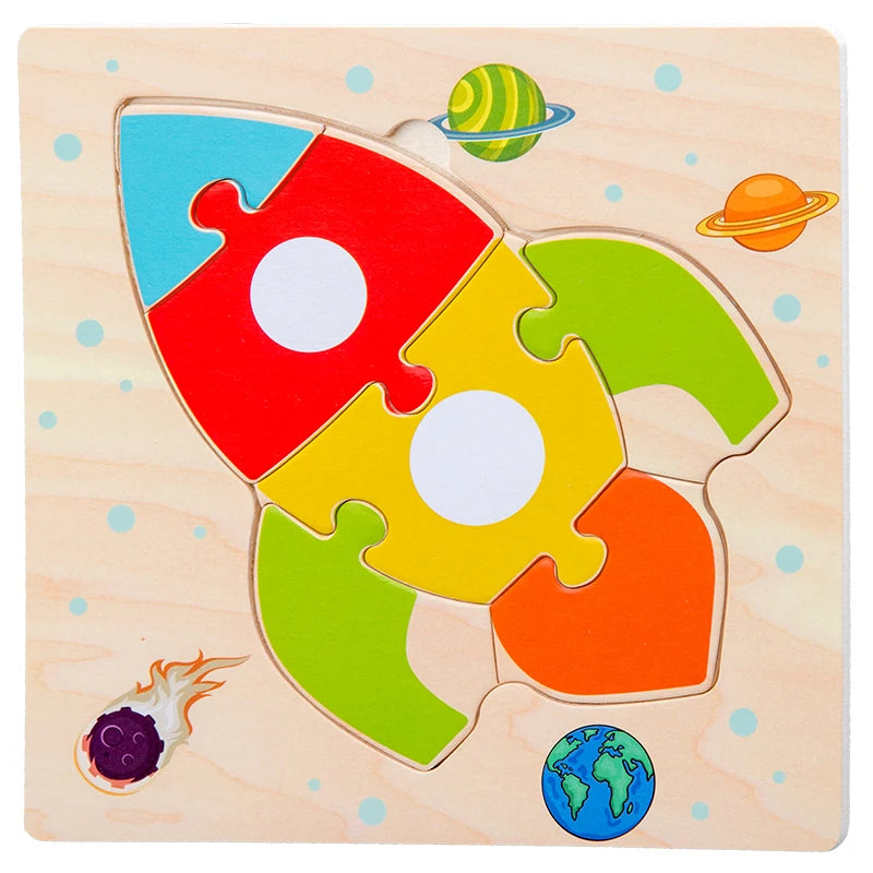 Puzzle 3D en Bois Montessori – Animaux Cartoon | Jouet Éducatif Enfant Dès 2 Ans