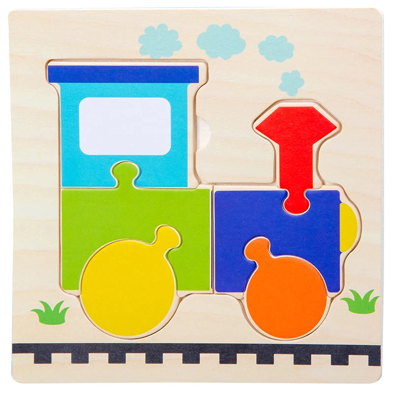 Puzzle 3D en Bois Montessori – Animaux Cartoon | Jouet Éducatif Enfant Dès 2 Ans