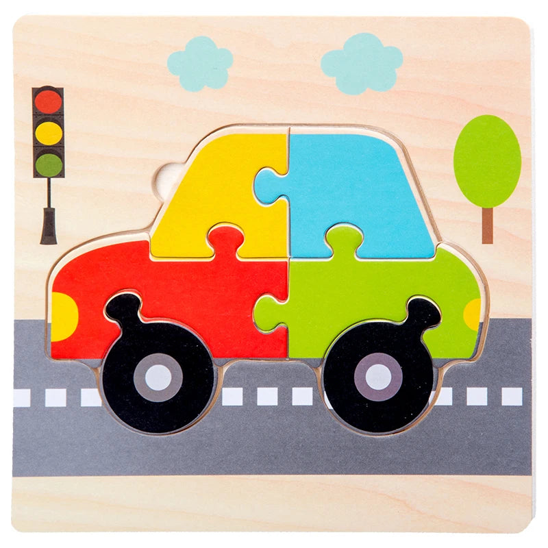 Puzzle 3D en Bois Montessori – Animaux Cartoon | Jouet Éducatif Enfant Dès 2 Ans