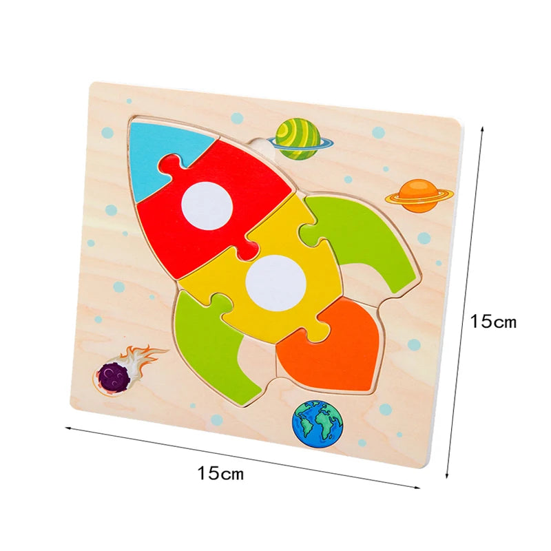 Puzzle 3D en Bois Montessori – Animaux Cartoon | Jouet Éducatif Enfant Dès 2 Ans