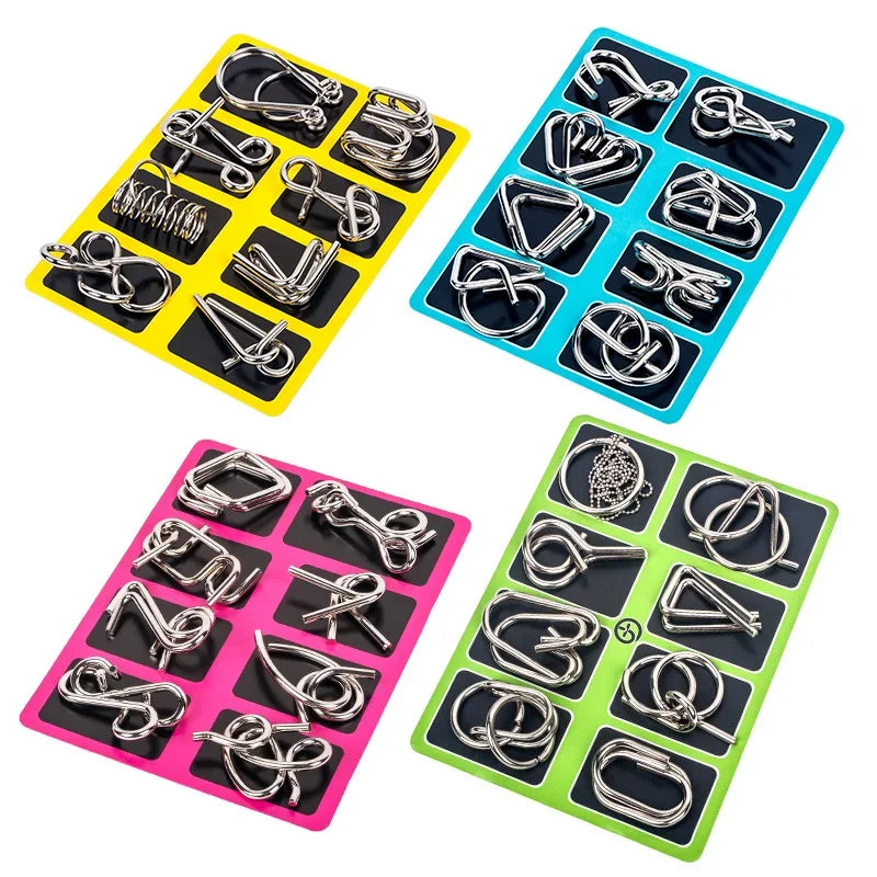 Lot de 8 casse-têtes métalliques pour enfants et adultes — Puzzle de logique