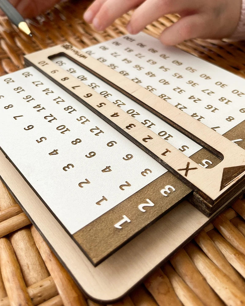 ✖️ Table de Multiplication en Bois Montessori – Plateau de Calcul Coulissant pour Apprendre les Tables | Jouet Éducatif (Certifié CE)