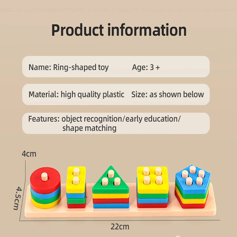 🌈 Jeu Montessori en Bois – Tri de Formes & Couleurs sur Colonnes | Jouet d'Éveil Éducatif Bébé & Enfant (Certifié CE)