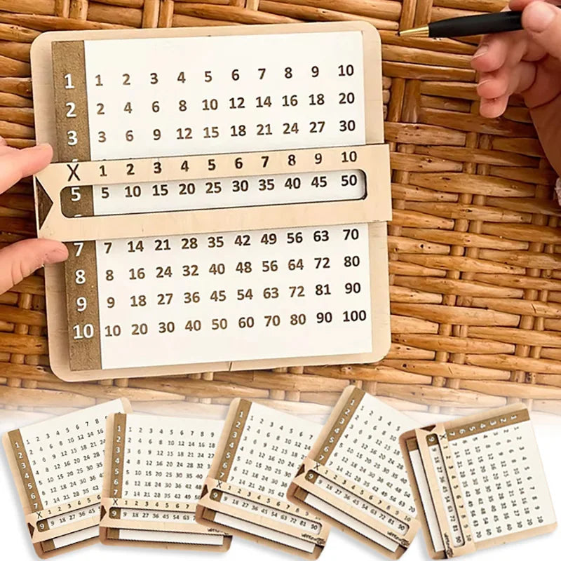 ✖️ Table de Multiplication en Bois Montessori – Plateau de Calcul Coulissant pour Apprendre les Tables | Jouet Éducatif (Certifié CE)