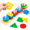🌈 Jeu Montessori en Bois – Tri de Formes & Couleurs sur Colonnes | Jouet d'Éveil Éducatif Bébé & Enfant (Certifié CE)