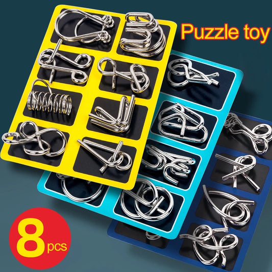 Lot de 8 casse-têtes métalliques pour enfants et adultes — Puzzle de logique
