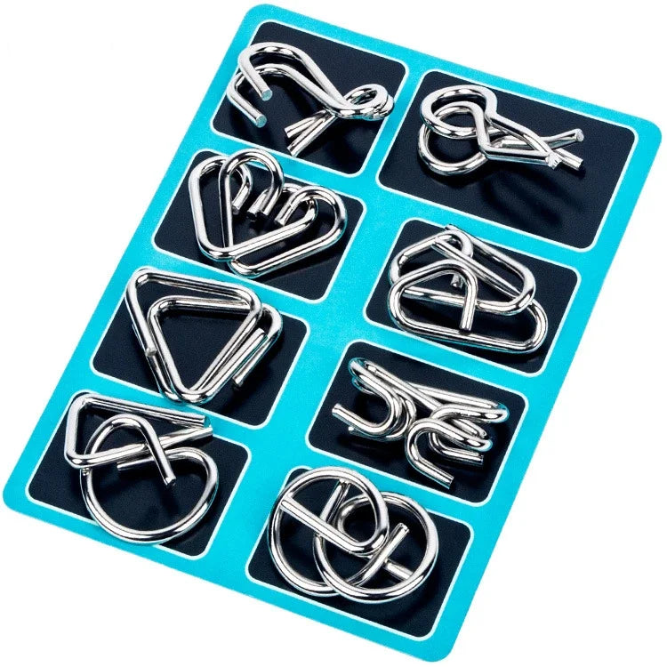 Lot de 8 casse-têtes métalliques pour enfants et adultes — Puzzle de logique