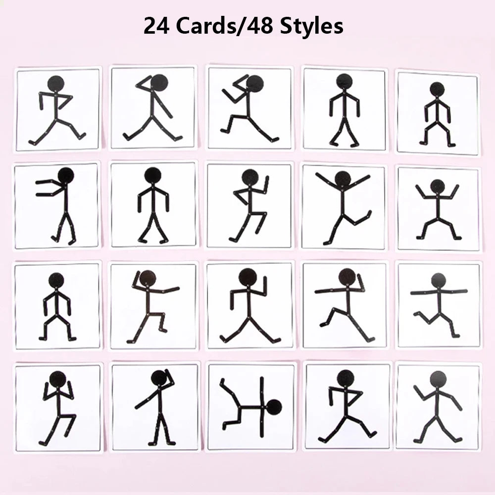 Bonhomme Articulé Montessori + 24 Cartes (48 Poses) – Jeu d'Imitation et de Motricité pour Enfants 3 Ans et + | Cadeau Éducatif